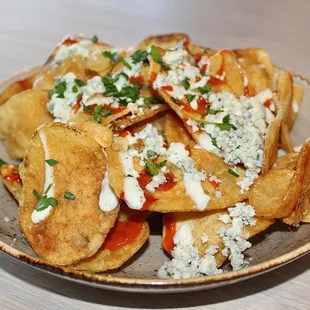 The Buffalo Ranch Kettle Chips were drizzled with Frank's Red Hot, Cracked Pepper, Blue Cheese Crumble, and Ranch.