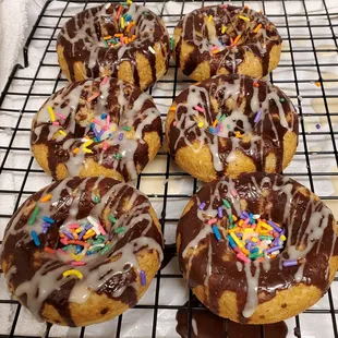 Half Naked Doughnuts with Vanilla and Almond Chocolate Glaze