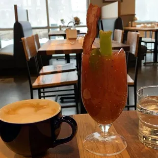 Coffee and a Bloody Mary on a freezing day