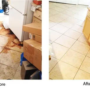 Other side of kitchen. That fridge had been leaking rotting food (we discarded the fridge).