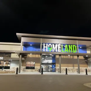 the front of a store at night