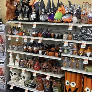 a display of halloween decorations in a store