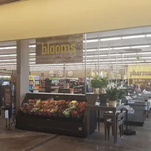 Fresh flowers, plants, and check out lanes behind