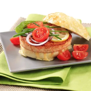 Salmon Burgers are crafted from a perfect blend of flavors. With their rich, meaty texture, hand-crafted appearance and upscale appeal....