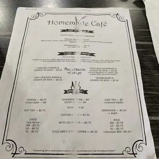 menu