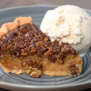 a slice of pecan pie