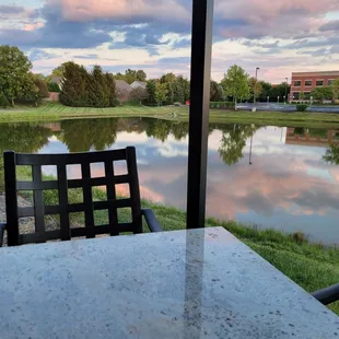 Okay, so it&apos;s a retaining pond- but it still looks like a lake on a beautiful evening.
