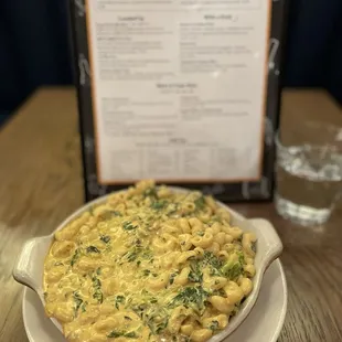 Vegan Mac (gluten free option) + , spinach, and jalapeño