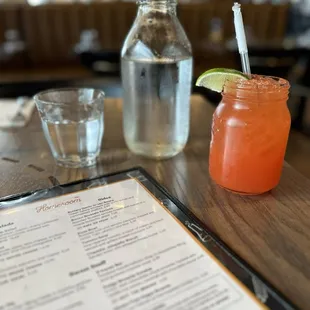 Water and Strawberry Limeade