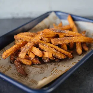 a tray of french fries
