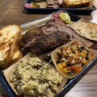 2meat sampler with ribs and brisket