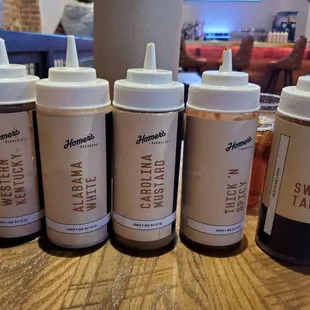 Western Kentucky, Alabama White, Carolina Mustard, Thick N Spicy, Sweet and Tangy