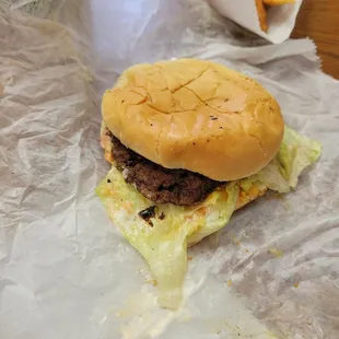 a hamburger and french fries