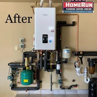 Navien Tankless Combi Boiler completed. This replaced a cast iron boiler and 50 gallon water heater. This unit is rated at 95% efficient.