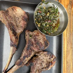 Lamb poppy chops with chimichurri