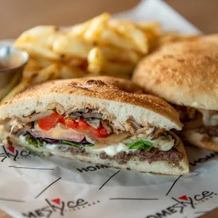 a sandwich and fries