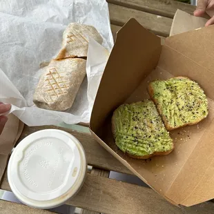 Sweet heat breakfast wrap and Lily avocado toast