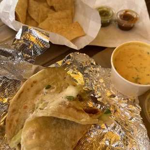 a tortilla and quesadilla