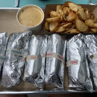 Tacos with Crispy Potatoes and Lil&apos; Queso (chips not shown)