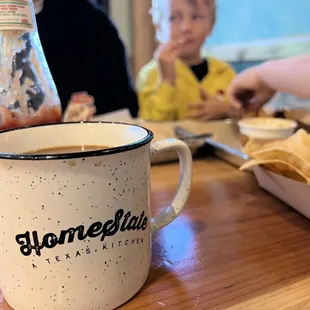 Drip coffee with cookie butter creamer.