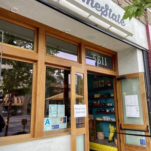 the front entrance of a store