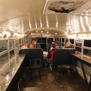diners inside a bus