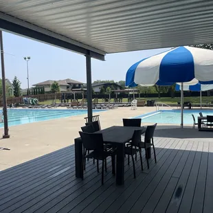 The shaded pool deck is the perfect location for your private event! This space holds just over 100 people.