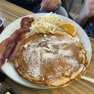 Kids, pancake and bacon