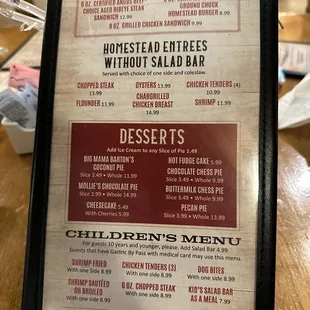 Menu as of 10/24/22