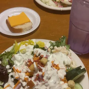 a salad bar with TONS of fresh toppings!