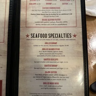 Menu as of 10/24/22