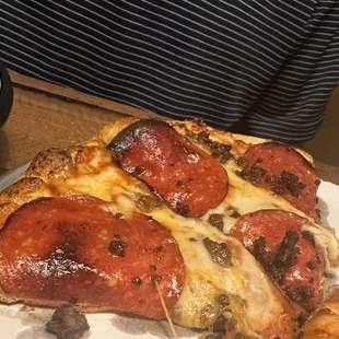 Ordered pepp and sausage.  Came out with charred ground beef.