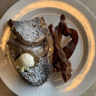 French toast with a side of bacon