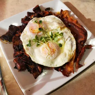 Sweet potato hash side of bacon