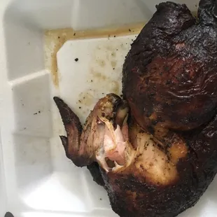 Half BBQ chicken. They actually BBQ it already but instead of whole then cut which is so much better!