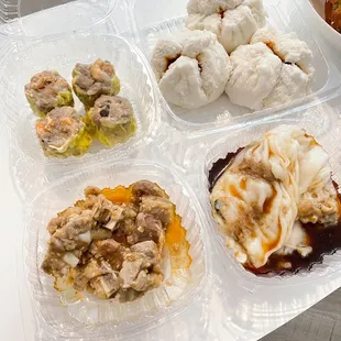 Siu Mai,  Steamed BBQ Pork Bun, Spare Ribs, Shrimp Rice Roll