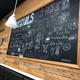 a blackboard with a menu on it