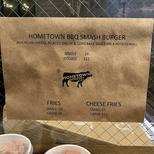 Smash Burger Menu