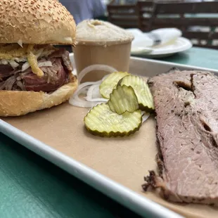 Pulled Pork Sandwich and beef Brisket