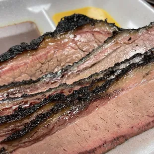 Caramelized fat cap on our Texas Style Brisket