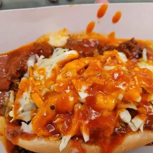 Complimentary chili dog... So good!!