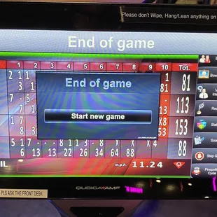 the end of the game screen