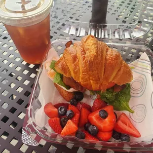 Daily Cold Sandwich, consisted of turkey, bacon and spinach on a  crossant.