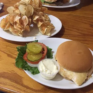 two plates of food on a table