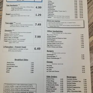 the breakfast menu