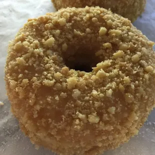 a closeup of a doughnut