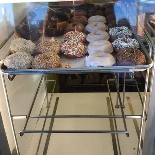 a display of a variety of donuts