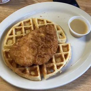 chicken and waffles with maple mayo