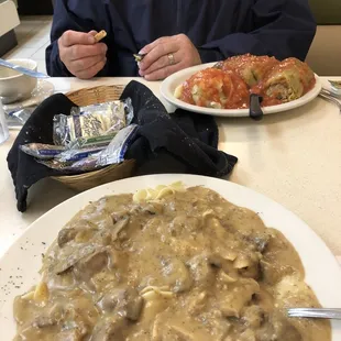 Beef stroganoff and stuffed cabbage - very good and huge portions!  Service is very friendly