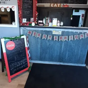 the counter area of a restaurant